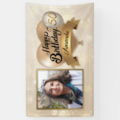 Aangepaste Leeftijd voor crème Gold Elegant Vinyl Spandoek (Verticaal)