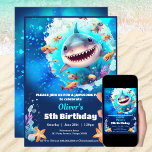 Aangepaste leeftijd voor Shark Pool Birthday Party Kaart<br><div class="desc">Birthday-uitnodiging voor een zwembad, een waterpark of een strandzomerzomervakantie met Cute shark, onder de zee jawsome Birthday voor jongen, volledig bewerkbare sjabloon. Eenvoudig personaliseer het aantal jaren van de jongen en al de tekst. Ga naar de winkel voor de volledige reeks producten die beschikbaar zijn. Geniet van je zomerfeest :)...</div>