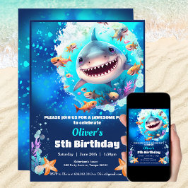 Aangepaste leeftijd voor Shark Pool Birthday Party Kaart