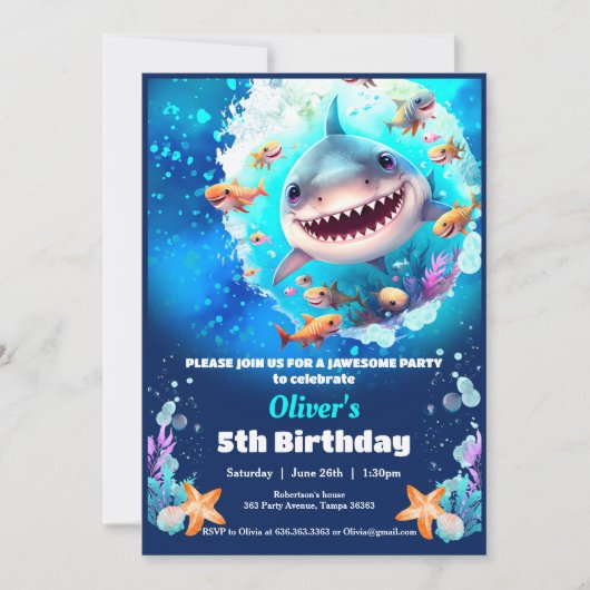 Aangepaste leeftijd voor Shark Pool Birthday Party Kaart (Voorkant)