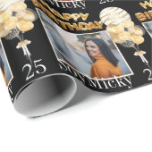 Aangepaste leeftijdsnaam en foto's met gelukkige v cadeaupapier (Rol Hoek)