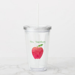 Aangepaste leerkracht Rode Waterverf Apple Acryl Drinkbeker