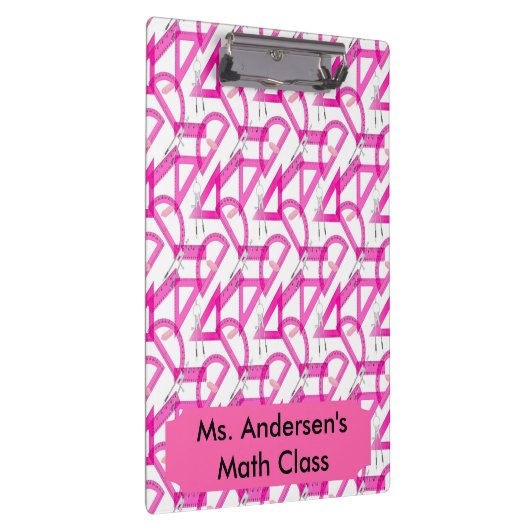 Aangepaste leerkrachten Roze Wiskunde-gereedschapp Klembord (Rechts)