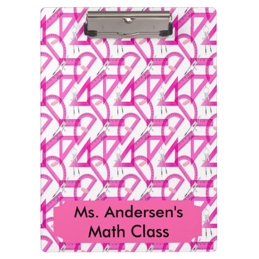 Aangepaste leerkrachten Roze Wiskunde-gereedschapp Klembord (Voorkant)