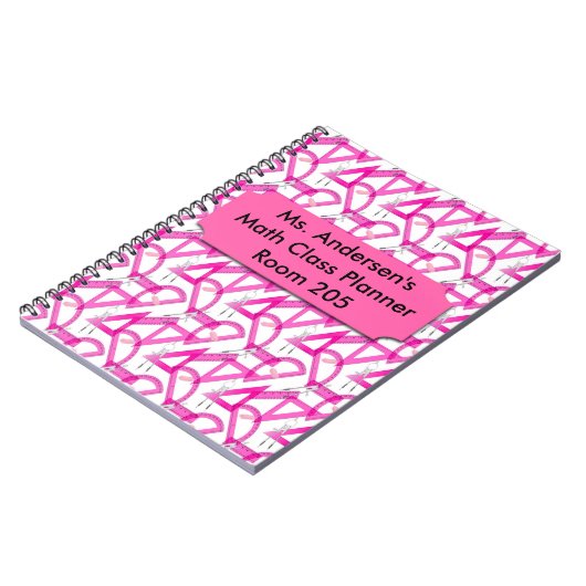 Aangepaste leerkrachten Roze Wiskunde notebook Notitieboek (Linkerzijde)