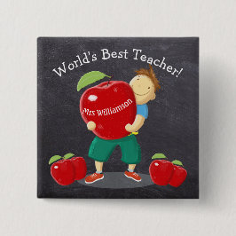 Aangepaste leerling met de beste leerkracht van Ap Vierkante Button 5,1 Cm