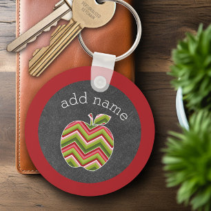 Aangepaste leerlingenappel - Red Green Chevron Pat Sleutelhanger