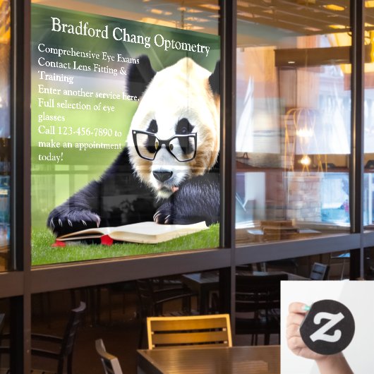 Aangepaste lees panda optometrie kantoor voorzijde raamsticker (Restaurant Raam)