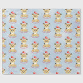 Aangepaste leeuw, eerste Kerstmis, Baby Blue  Cadeaupapier (Vlak)