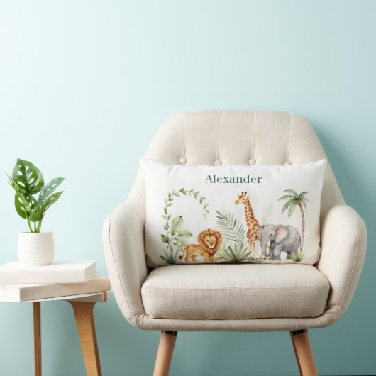 Aangepaste Leeuw Giraffe en Olifant Jungle Kussen (Stoel)