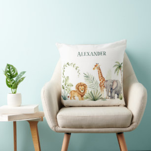 Aangepaste Leeuw Giraffe en Olifant Jungle Kussen