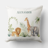 Aangepaste Leeuw Giraffe en Olifant Jungle Kussen (Voorkant)