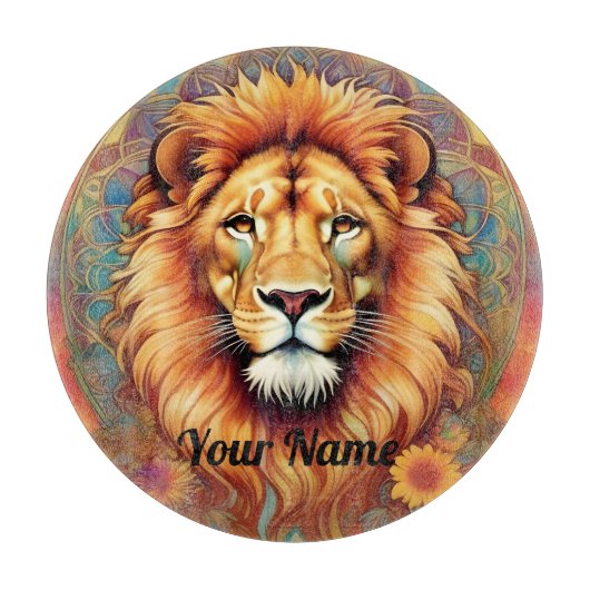 Aangepaste leeuw glas snijplank (Voorkant)