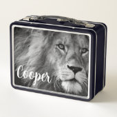 Aangepaste Leeuw Personaliseer Naam Foto Lunch Box (Achterkant)