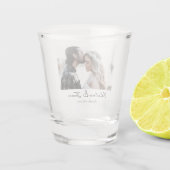 Aangepaste legant-kalligrafie foto-bruiloft shot glas (Achterkant)