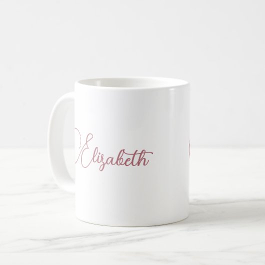 Aangepaste legant Uw Roos Gold Script Name Koffiemok (Voorkant links)