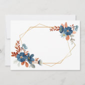Aangepaste lege blauwe bloem gouden lijst save the date (Voorkant)