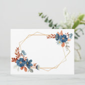 Aangepaste lege blauwe bloem gouden lijst save the date (Staand voorkant)