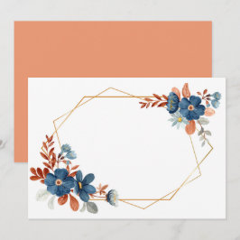 Aangepaste lege blauwe bloem gouden lijst save the date
