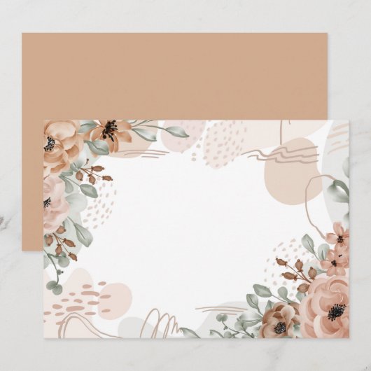 Aangepaste lege bruine beige bloem save the date (Voorkant / Achterkant)