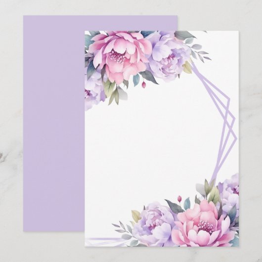 Aangepaste lege lavendel roze bloem save the date (Voorkant / Achterkant)