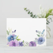 Aangepaste lege paarse blauwe bloem save the date (Staand voorkant)