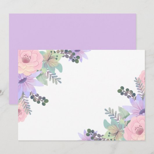 Aangepaste lege paarse roze bloem save the date (Voorkant / Achterkant)