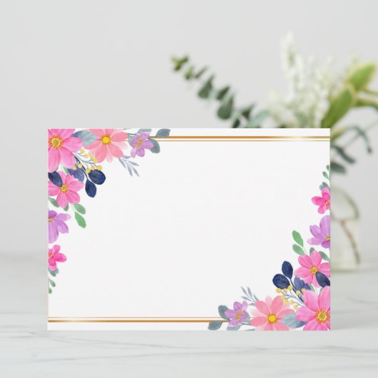 Aangepaste lege roze bloem save the date (Staand voorkant)