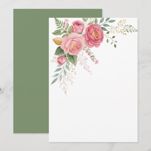 Aangepaste lege roze roos bloemig save the date (Voorkant / Achterkant)