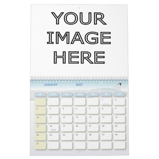 Aangepaste, lege Sjabloon kalender (Jan 2027)