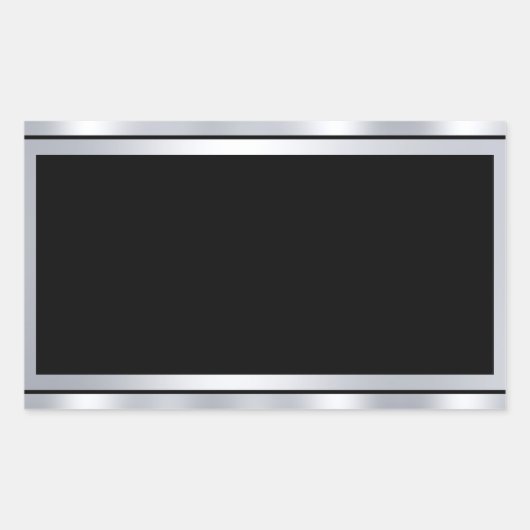 Aangepaste lege sjabloon namaak zilver zwart tekst rechthoekige sticker (Voorkant)