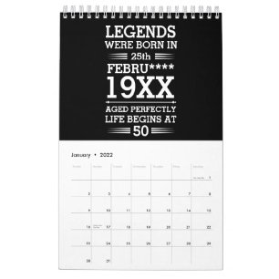 Aangepaste Legenda zijn geboren op maandjaarbasis Kalender