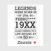 Aangepaste Legenda zijn geboren op maandjaarbasis Sticker (Vel)