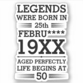 Aangepaste Legenda zijn geboren op maandjaarbasis Sticker (Voorkant)