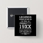 Aangepaste Legenda zijn geboren op maandjaarbasis Vierkante Button 5,1 Cm (Voorkant /achterkant)