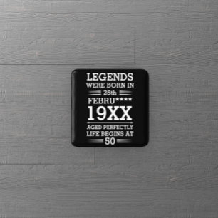 Aangepaste Legenda zijn geboren op maandjaarbasis Vierkante Button 5,1 Cm