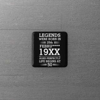 Aangepaste Legenda zijn geboren op maandjaarbasis Vierkante Button 5,1 Cm