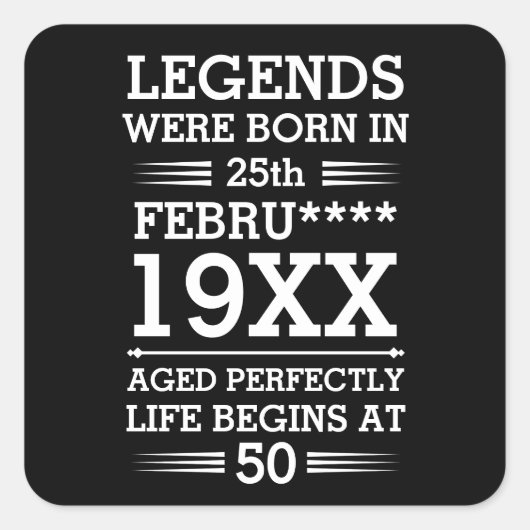 Aangepaste Legenda zijn geboren op maandjaarbasis Vierkante Sticker (Voorkant)