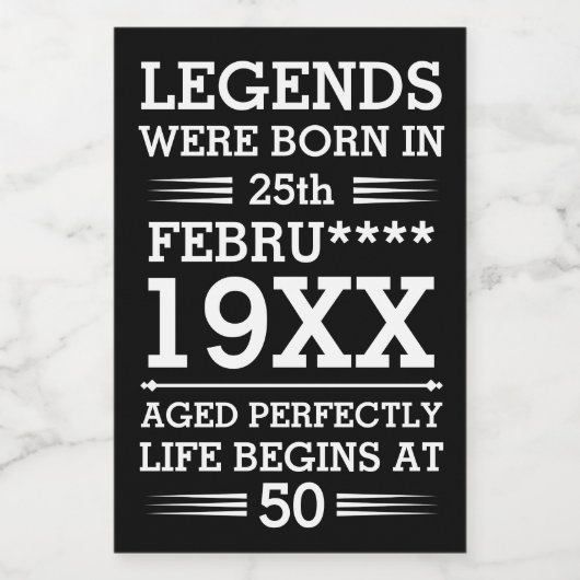 Aangepaste Legenda zijn geboren op maandjaarbasis Voedselcontainer Etiket (Enkel label)