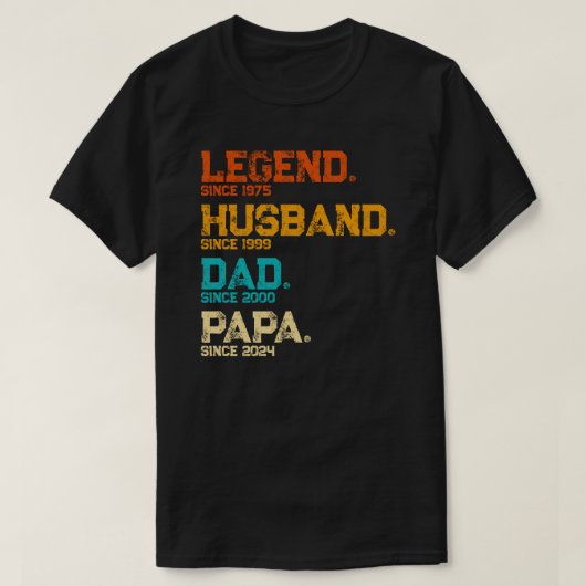 Aangepaste legende man papa sinds Vaderdag T-shirt (Design voorkant)