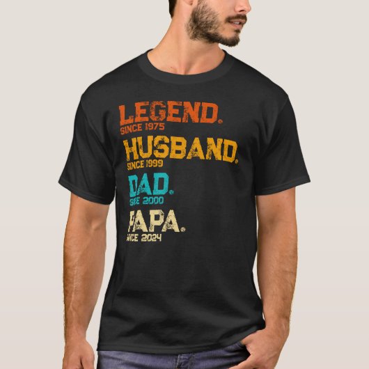 Aangepaste legende man papa sinds Vaderdag T-shirt (Voorkant)