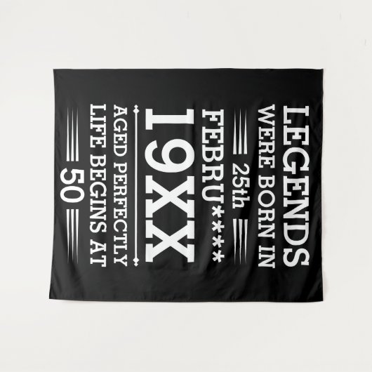 Aangepaste legendes werden geboren op datum maand wandkleed (Voorkant (horizontaal))