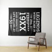 Aangepaste legendes werden geboren op datum maand  wandkleed (In Situ (horizontaal))