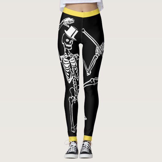 Aangepaste Leggings die SKELETON MET TOPHAT DANCTE (Voorkant)