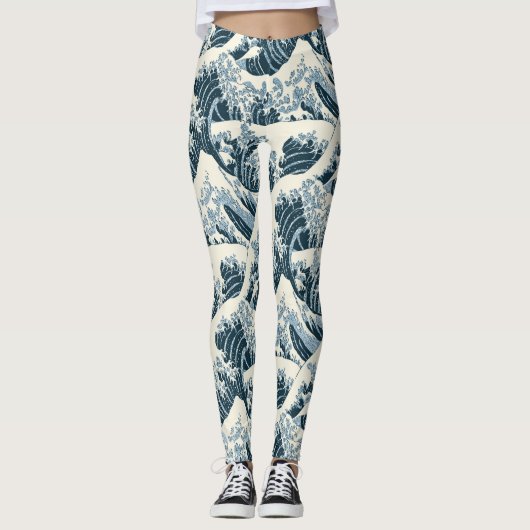 Aangepaste Leggings - Hokusai's The Wave (Voorkant)