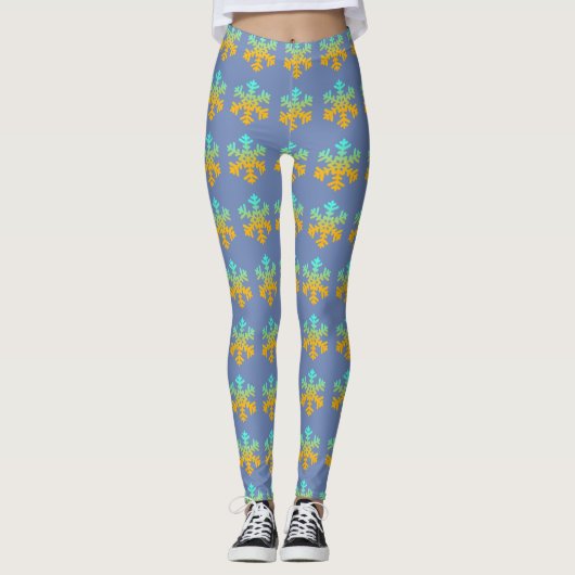 Aangepaste Leggings Snowflakes Blauw (Voorkant)