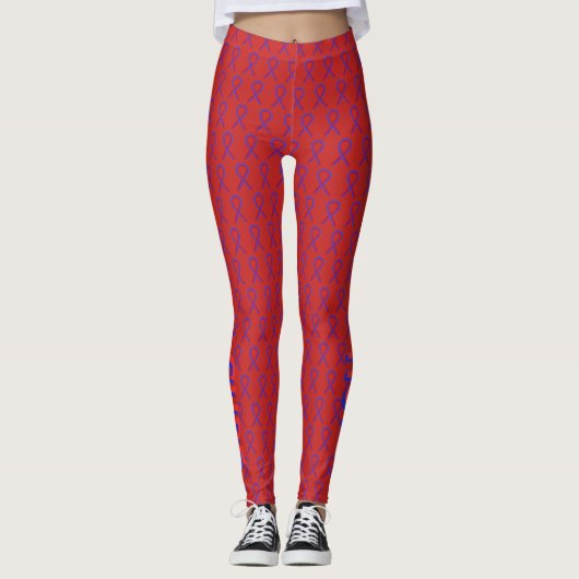 Aangepaste Leggings voor blauw en rood bewustzijn (Voorkant)