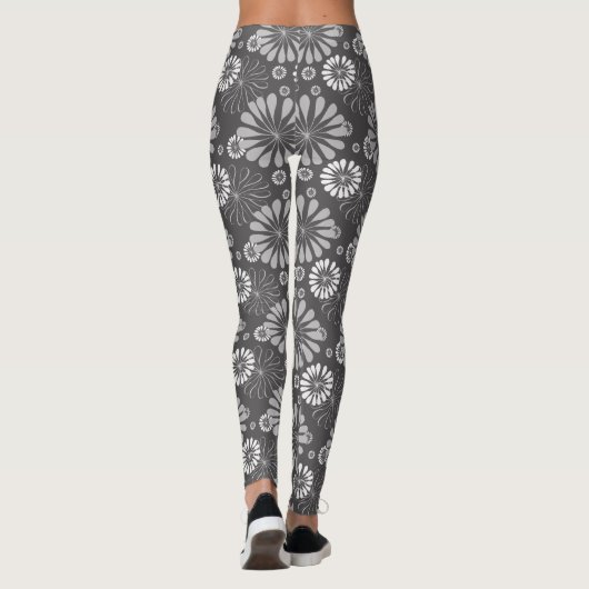 Aangepaste Leggings voor Cool Gray Floral (Achterkant)