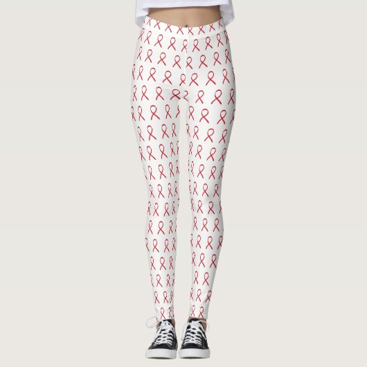 Aangepaste Leggings voor Red Awareness Ribbon Art (Voorkant)