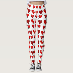Aangepaste Leggings voor rode hartaanval Liefde on